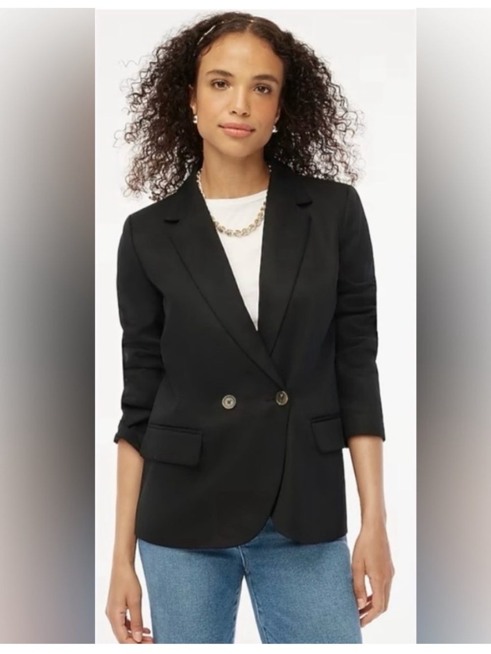 J. Crew Shiny Black Double Breasted Blazer Size 6 NWT